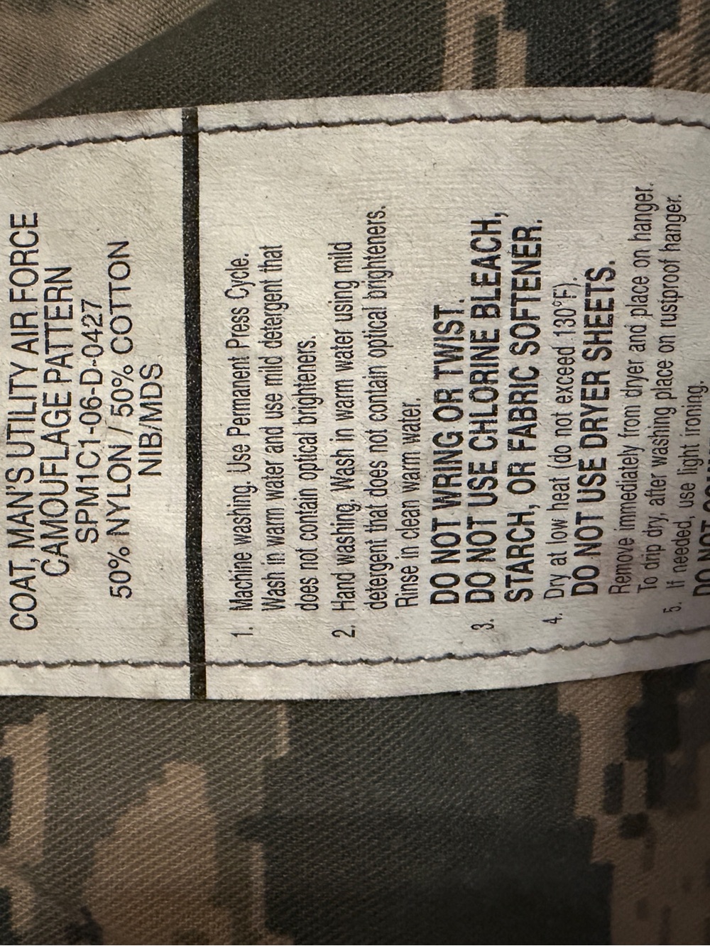 US Air Force Utility Coat Mens 40 XLong ABU Camouflage Field Jacket - Picture 8 of 10